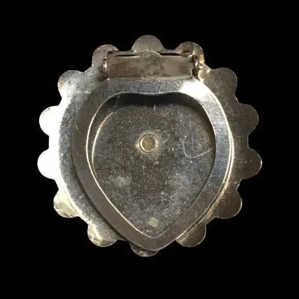 Vintage Dress Clip Silver Tone Faux Pearl Flower Design Art Nouveau Style